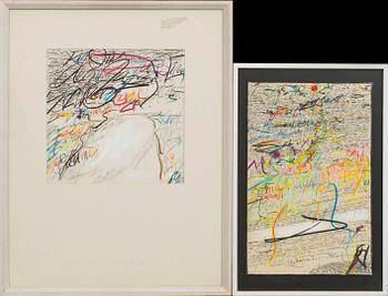 IAN HELLSTRÖM, 2 mixed media paintings, signed.