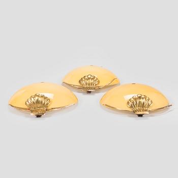 Vägglampor, 3, st,  beställningsarbete Idman 1943.