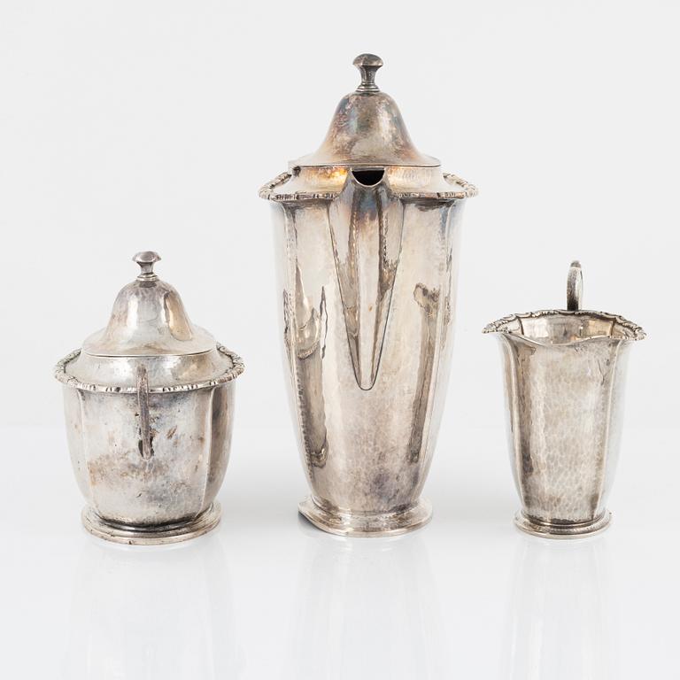 Kaffeserivs, 3 delar, silver, Wilhelm T. Binder, Tyskland, 1900-tal.