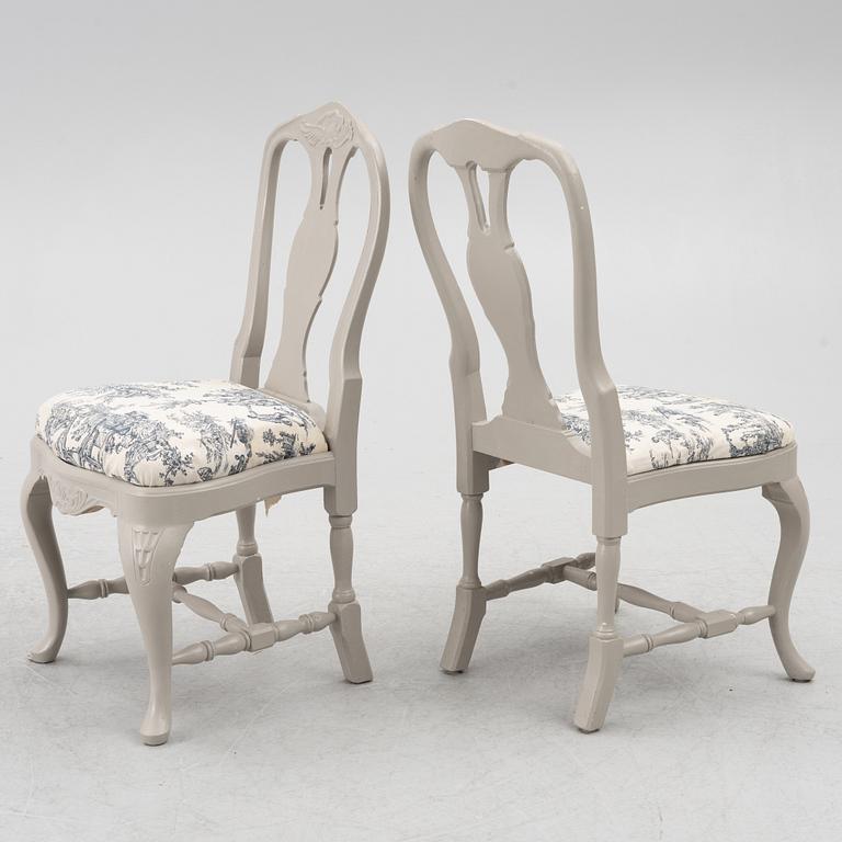 Dining table, 2 armchairs, 6 chairs, Rococo style, 20th century.