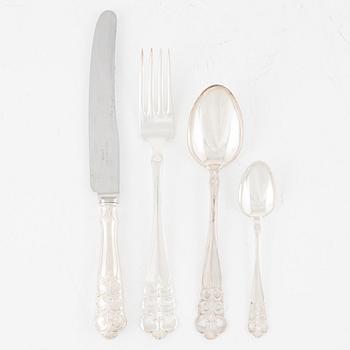Cutlery set, David Andersen, "Norona" silver plate, 59 pieces, Norway.
