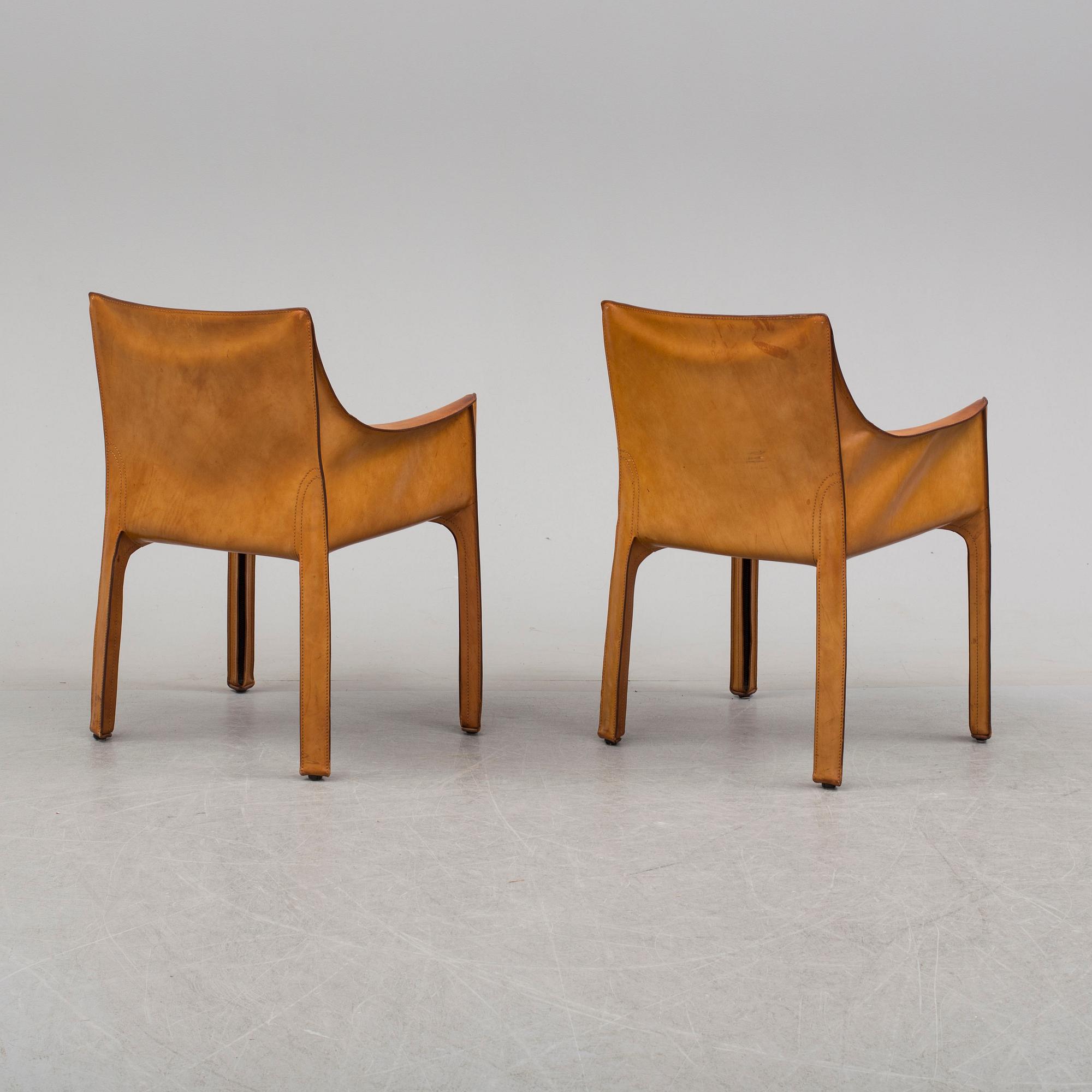 MARIO BELLINI, a pair of "413 CAB" chairs for Cassina.
