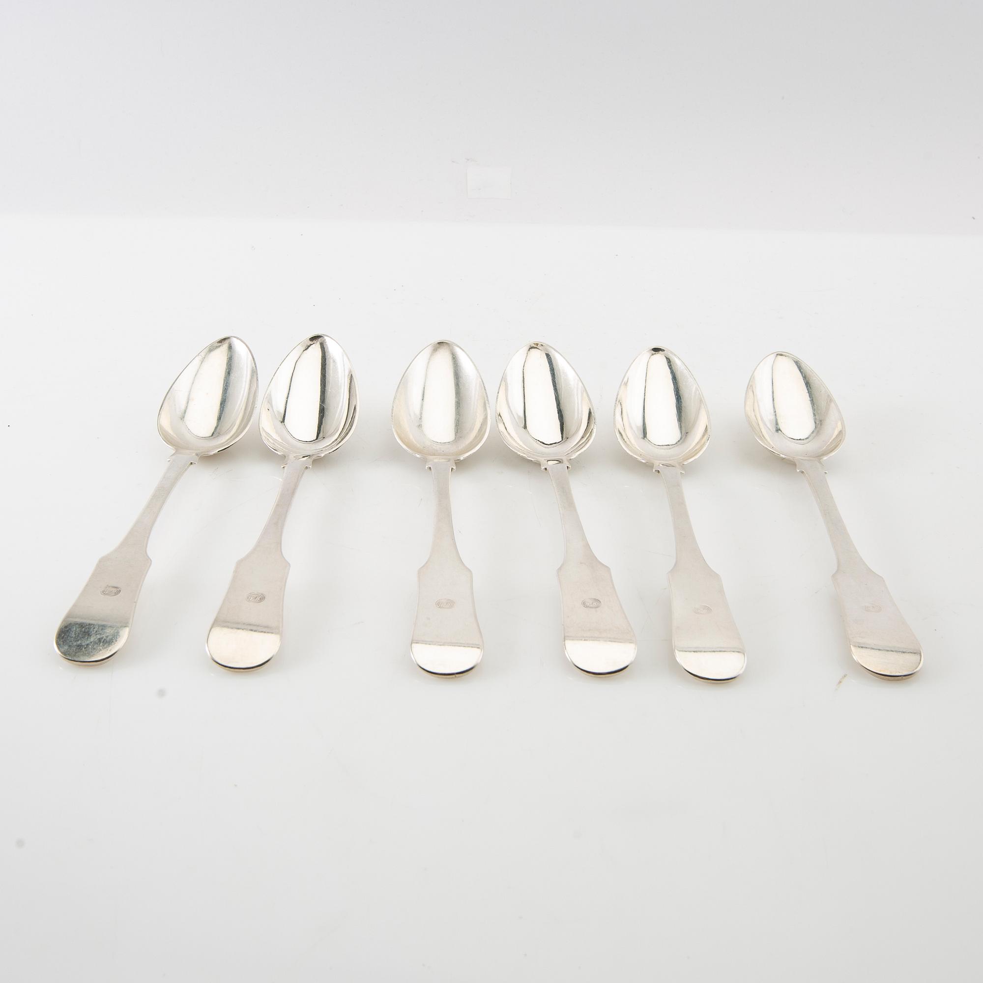 William Lyon spoons 12 pcs silver Gothenburg 1841.