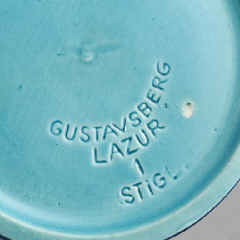 VASER samt SKÅL, 3 delar, stengods, "Lazur", Stig Lindberg, Gustavsberg, 1900-talets andra hälft.