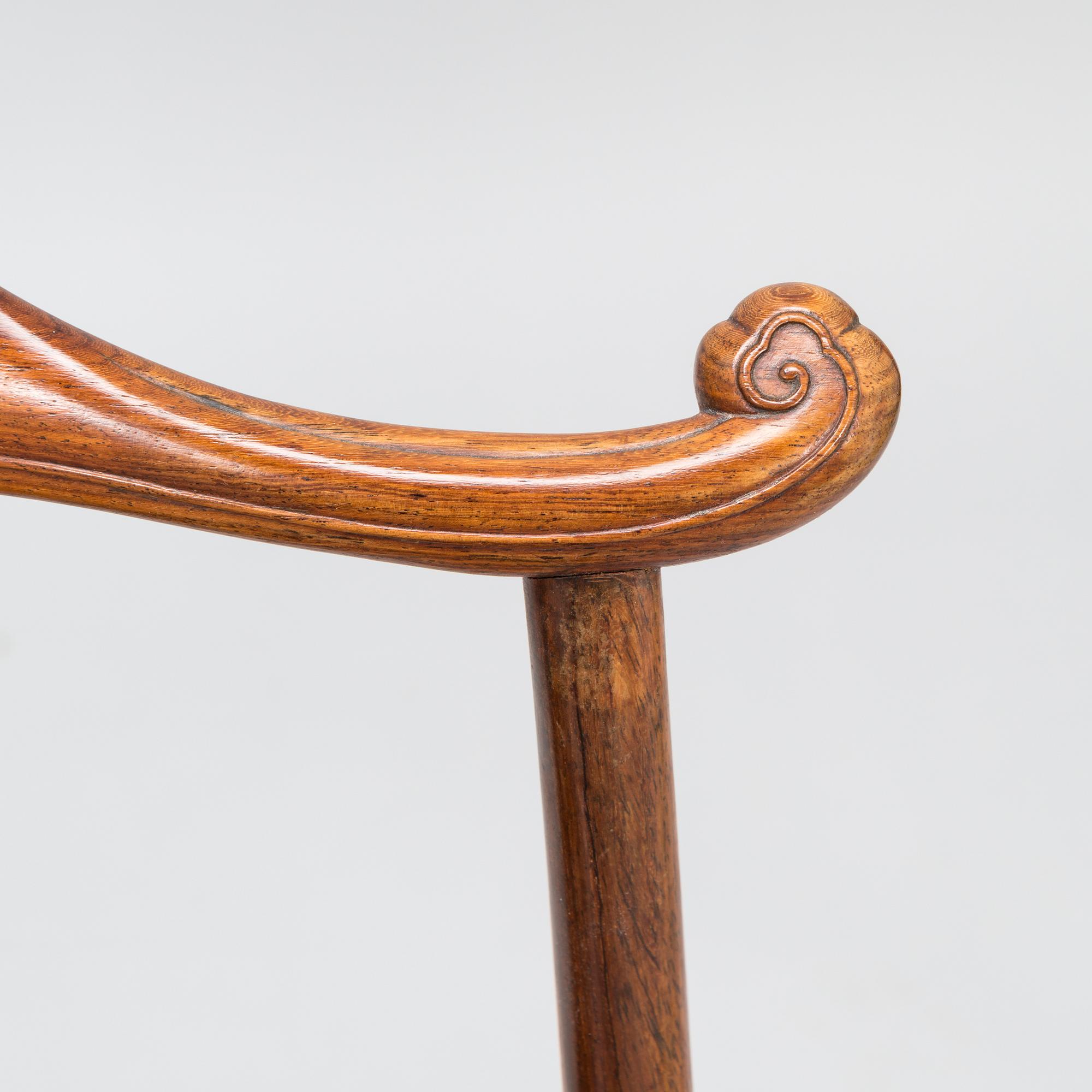 A pair of  20th Century hardwood Chinese 'Hat Chairs'.