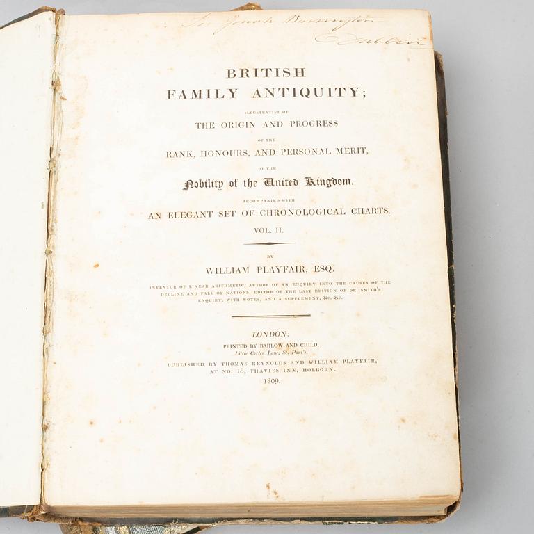 BRITISH FAMILY ANTIQUITY, 2 volumes, By William Playfair esq, London 1809.
