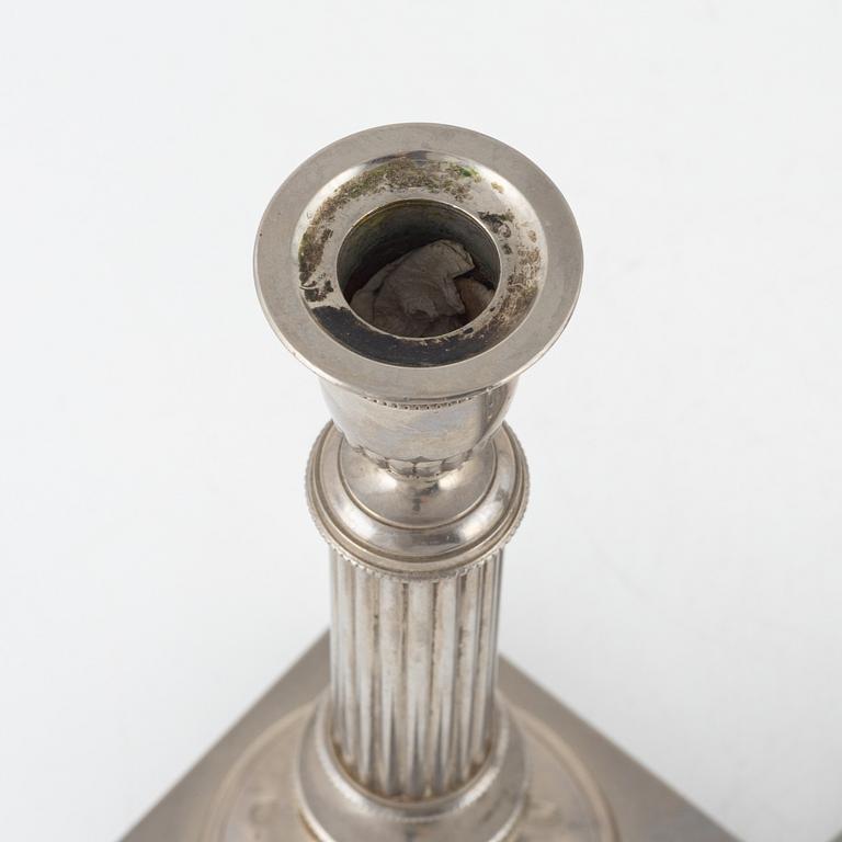 Carl Keijser & Co, a pair of Gustavian style candlesticks, first half of the 20th Century.