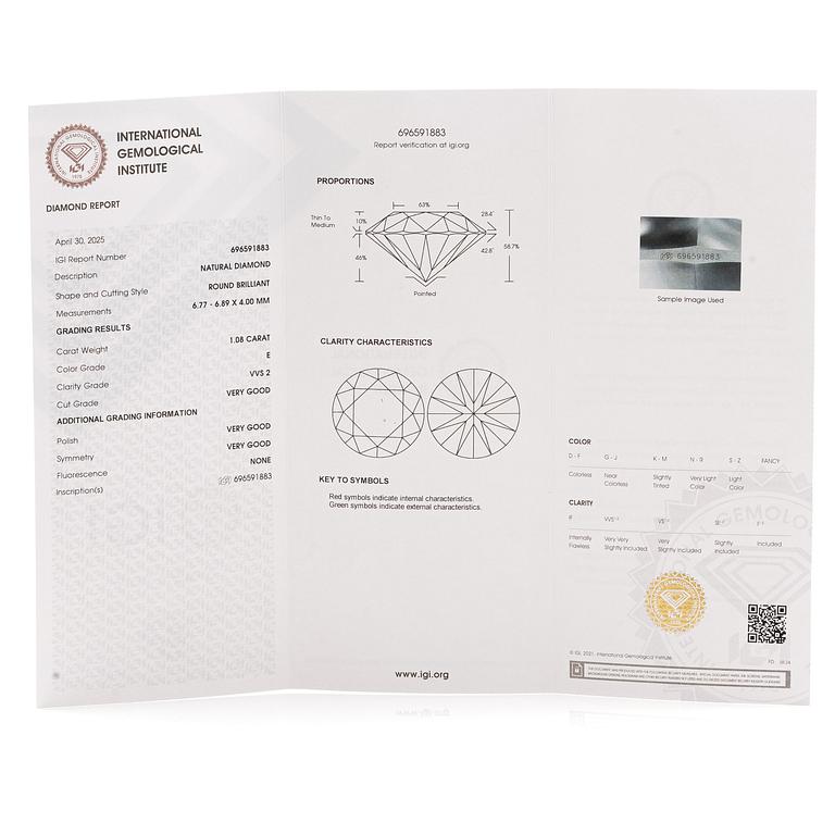 Earrings, single-stone earrings in 18K white gold with brilliant-cut diamonds, accompanied by IGI report.