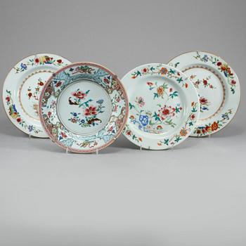 TALLRIKAR, 4 st, porslin, Kina, 1700-tal.