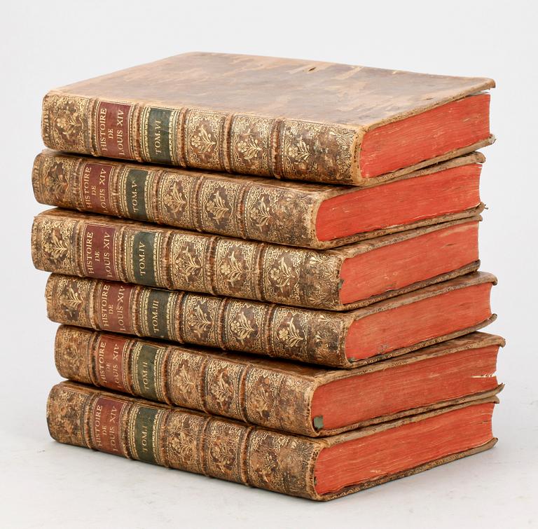 BOKVERK, 6 vol, "Histoire de la vie et du regne de Louis XIV, Roi de France..." Frankfurt och Basel 1740-43.