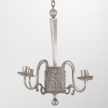A Swedish Grace pewter chandelier, Sweden, 1920's.