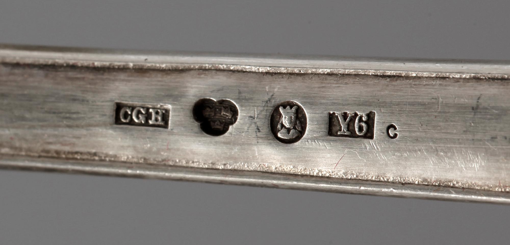 BESTICK, 4 st, silver CG Hallberg Stockholm 1901. Tot vikt ca 180 gram.