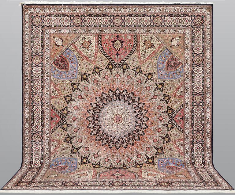 A part silk Tabriz carpet, so called 50 Radj, c. 300 x 250 cm.