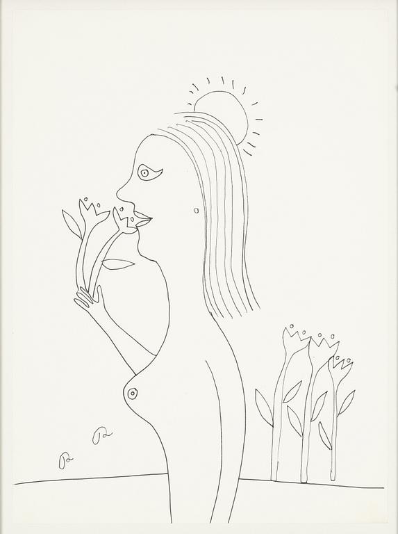 Roger Risberg, indian ink drawing, signed. Executed in 2008.