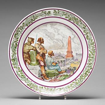 365. A Russian Revolutionary dish, signed Vasily Porfirjevich Timorev, 1923 (Тиморев Василий Порфирьевич (1870–1942)).