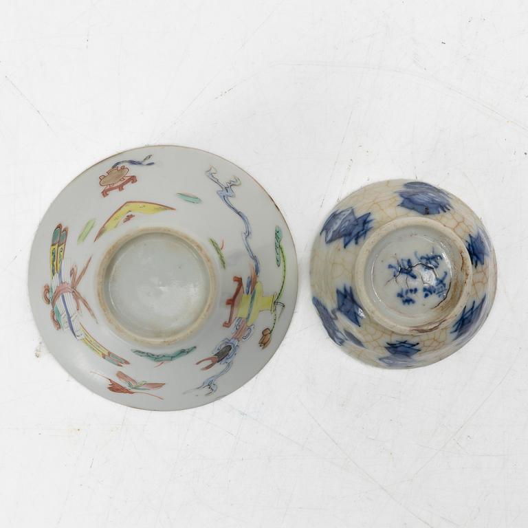 Koppar, 4 st, porslin, Kina, 1800-1900-tal.