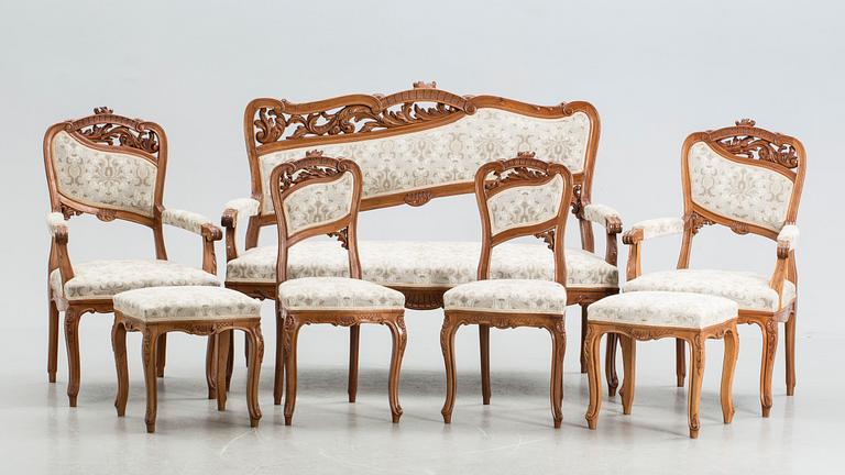 SALONGSGRUPP, 7 delar, tidigt 1900-tal.