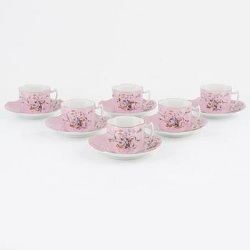 Six Russian coffee cups with saucers, Kusnetsov, 20th century.