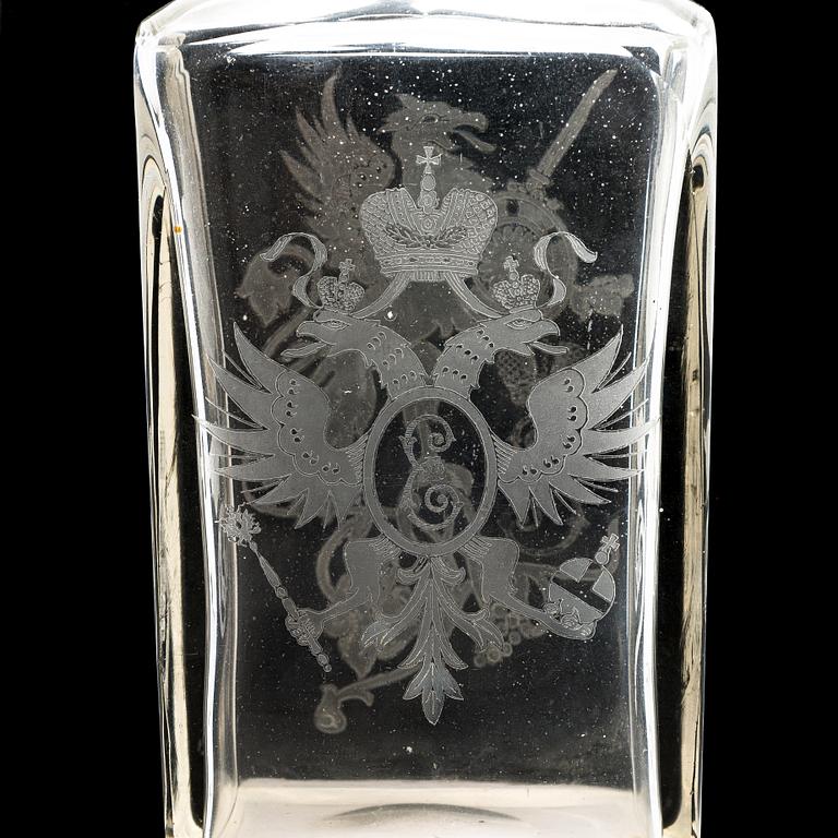 An Imperial glass carafe, early 20th century.