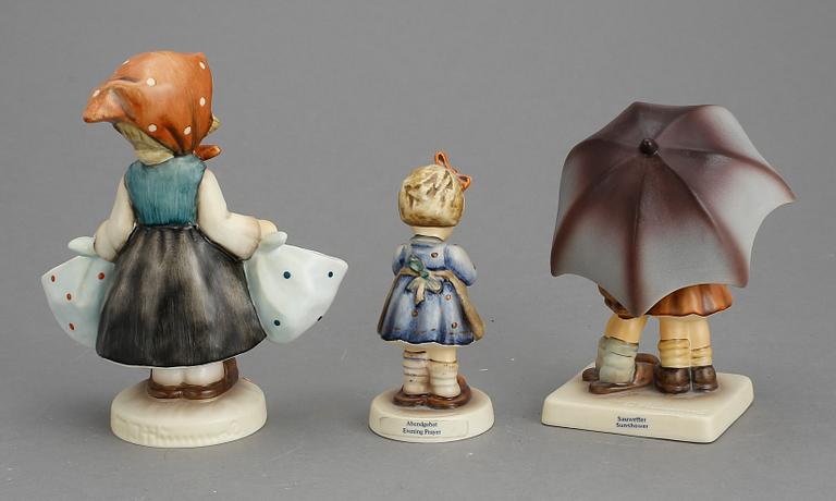 FIGURINER, 3 st, porslin, MJ Hummel, Goebel, Tyskland, 1980-/90-tal.