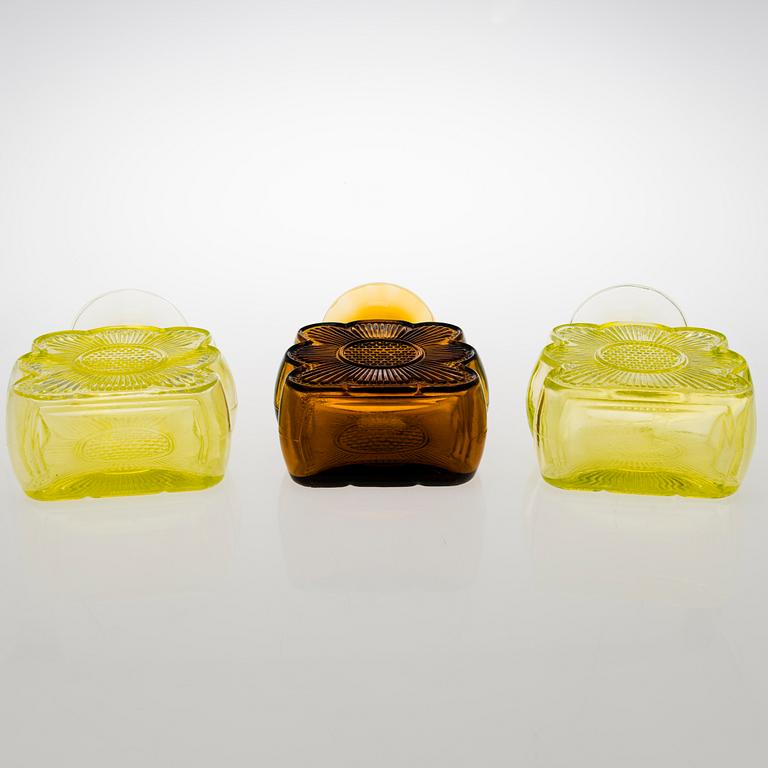 TAMARA ALADIN, VASER, 3 st, glas, "Amuletti", 1731, Riihimäen Lasi, 1971-1975.