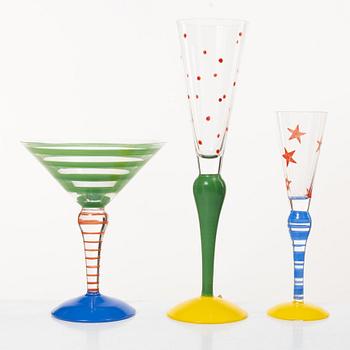 Anne Nilsson, Eight 'Clown' glasses, Orrefors.