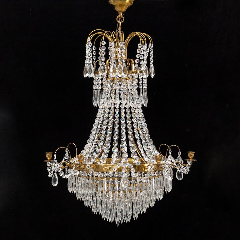 A Gustavian style chandelier, end of the 20th Century.