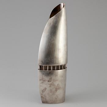 A italian silver plated brass vase designed by Lino Sabbatini, dated 1997.