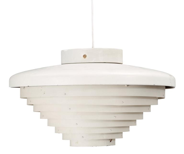 An Alvar Aalto white lacquered metal 'A 205' ceiling light, Valaistustyö Ky, Finland, probably 1950's.