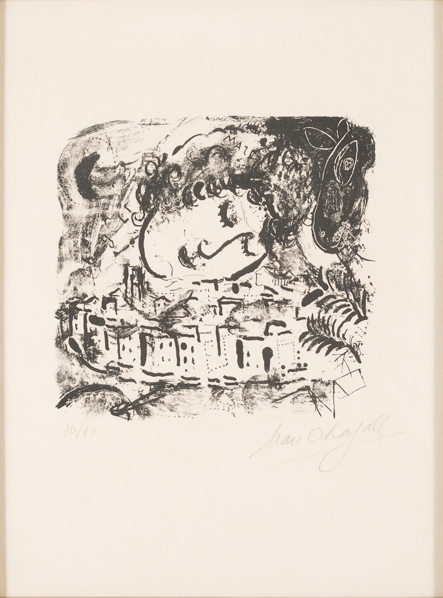 MARC CHAGALL, litografi, signerad med blyerts och numrerad 76/90, utförd 1957.