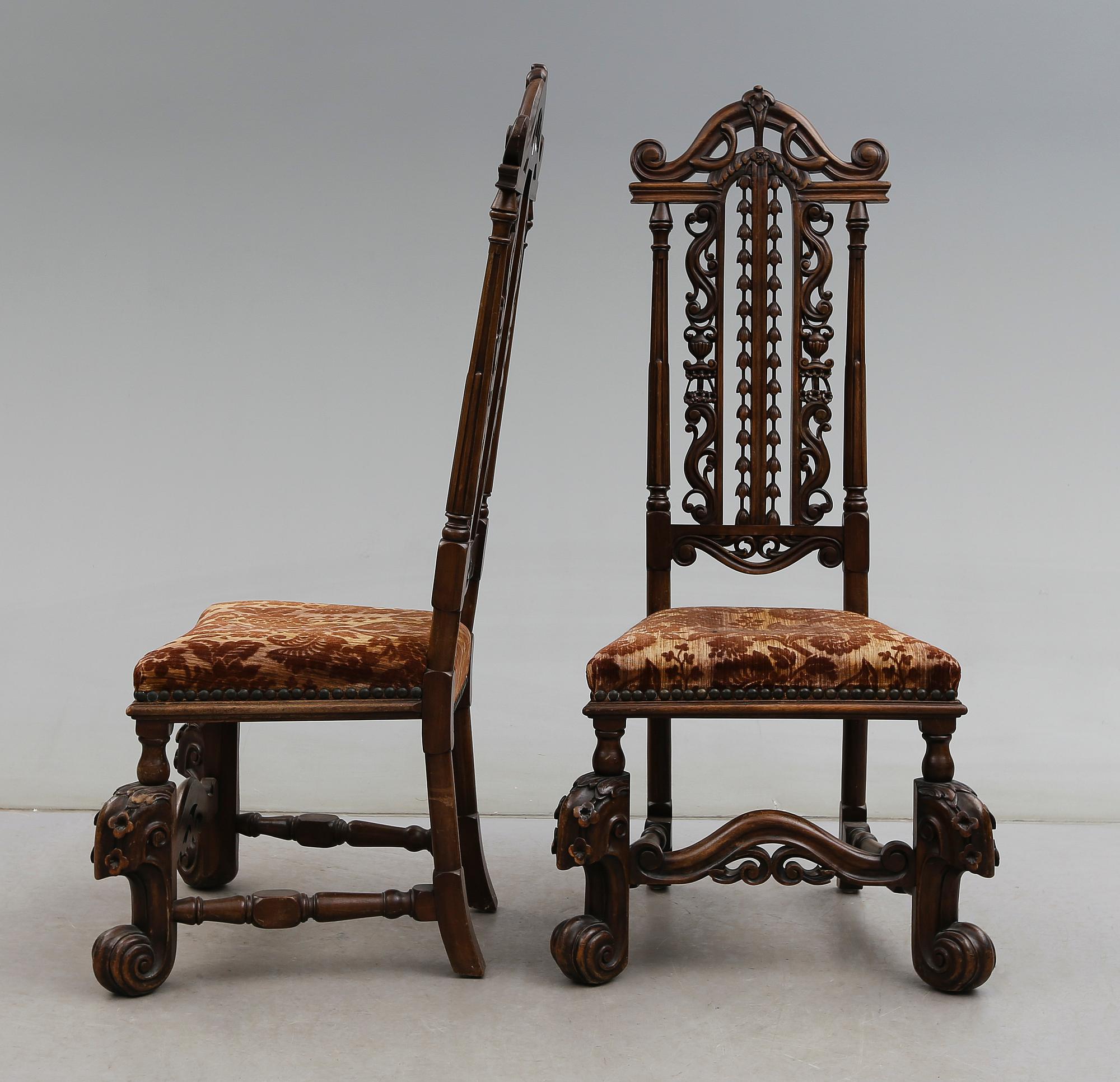 STOLAR, 2 st, barockstil, 1900-talets första hälft.