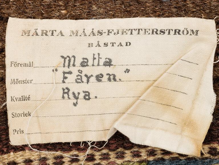 MÄRTA MÅÅS-FJETTERSTRÖM, MATTO, "Fåren", knotted pile, ca 68,5 x 48 cm, signed MMF.