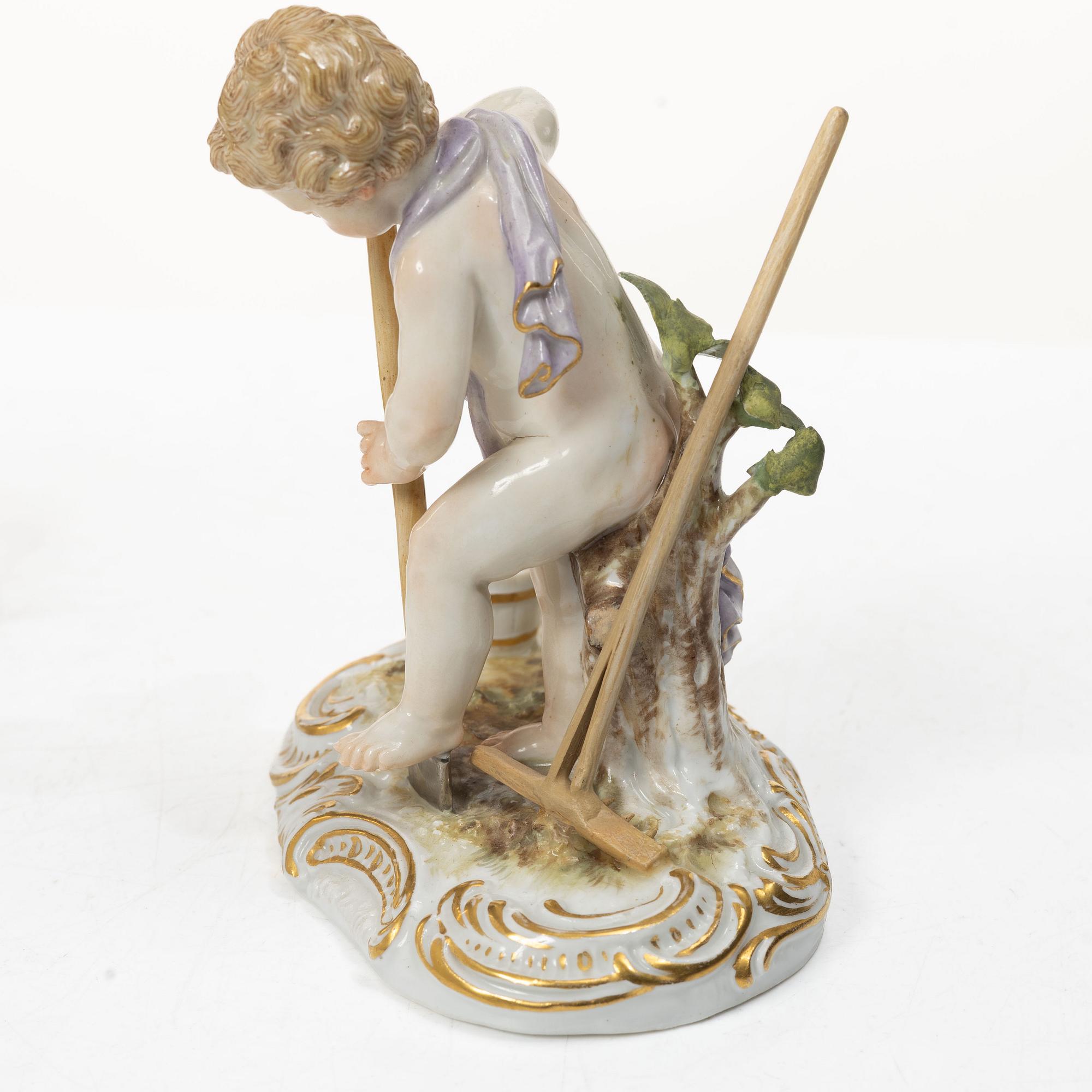 Meissen, Two porcelain figurines, allegories of earth and water, circa 1900.