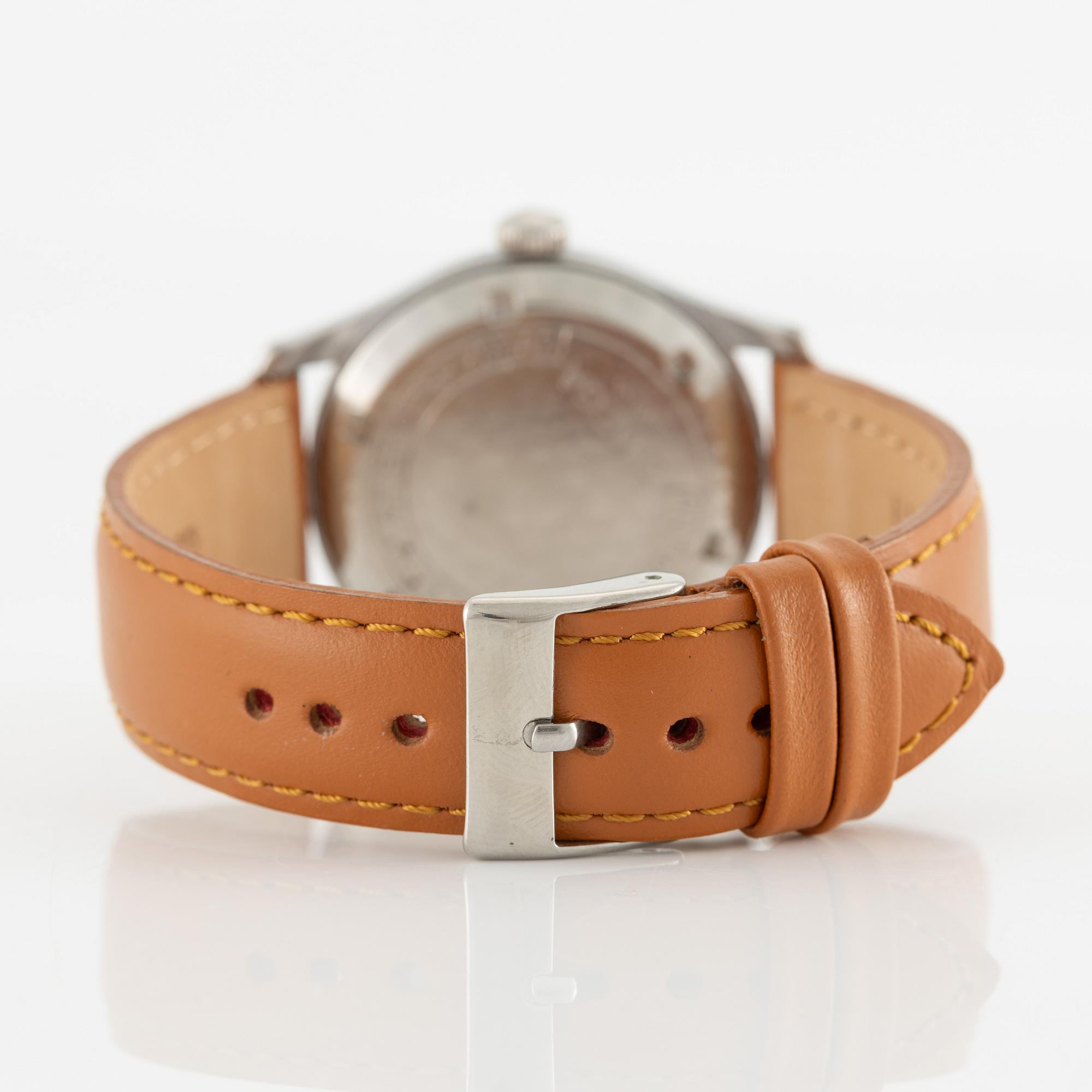 Omega, "Antimagnetisk, Vattentät, Stötskyddad", armbandsur, 35 mm.