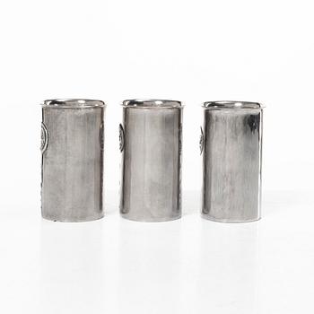 Olle Ohlsson, Three sterling silver beakers, Olle Ohlsson Silversmide, Stockholm 1979.