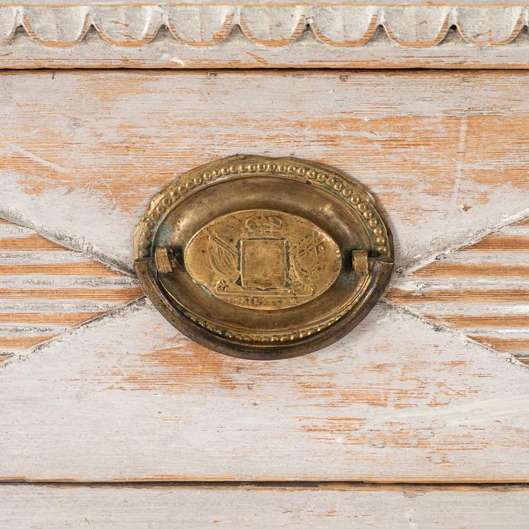 A late Gustavian grey lacquered pine cabinet, Sweden ca 1800.