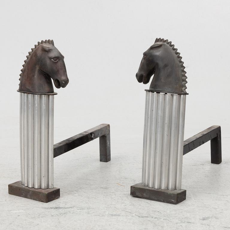 Fire dogs, a pair, Art Deco, first half of the 20th century.