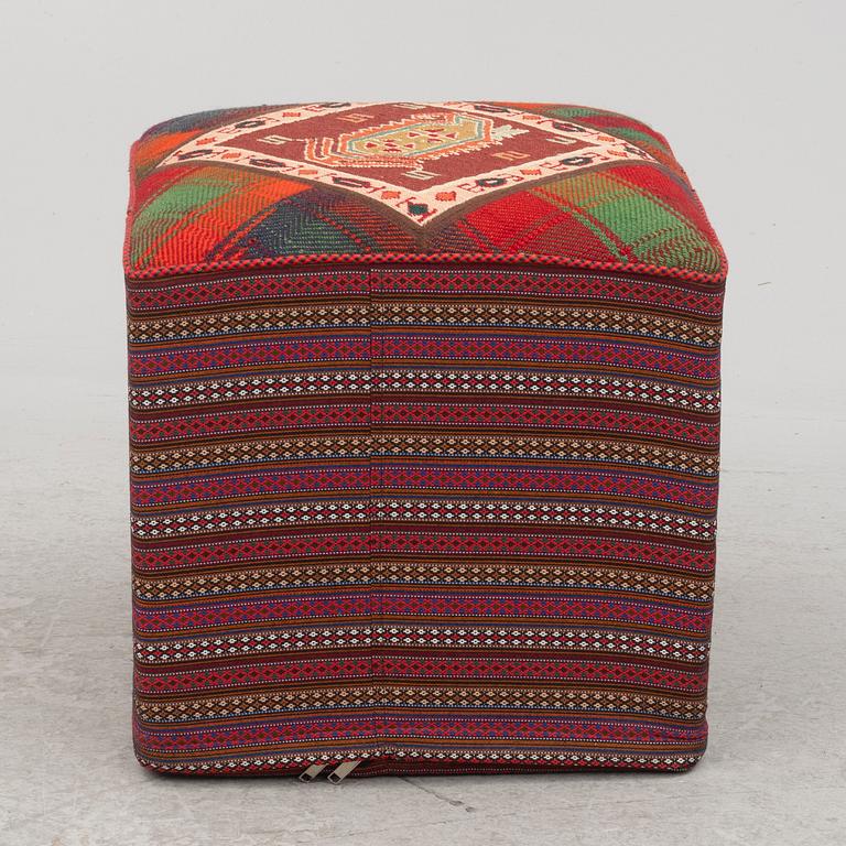 A footstool, kelim, contemporary.