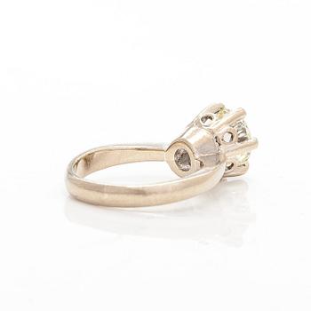 An 18K white gold ring, with a brilliant-cut diamond approximately 1.75 ct. With certificate.