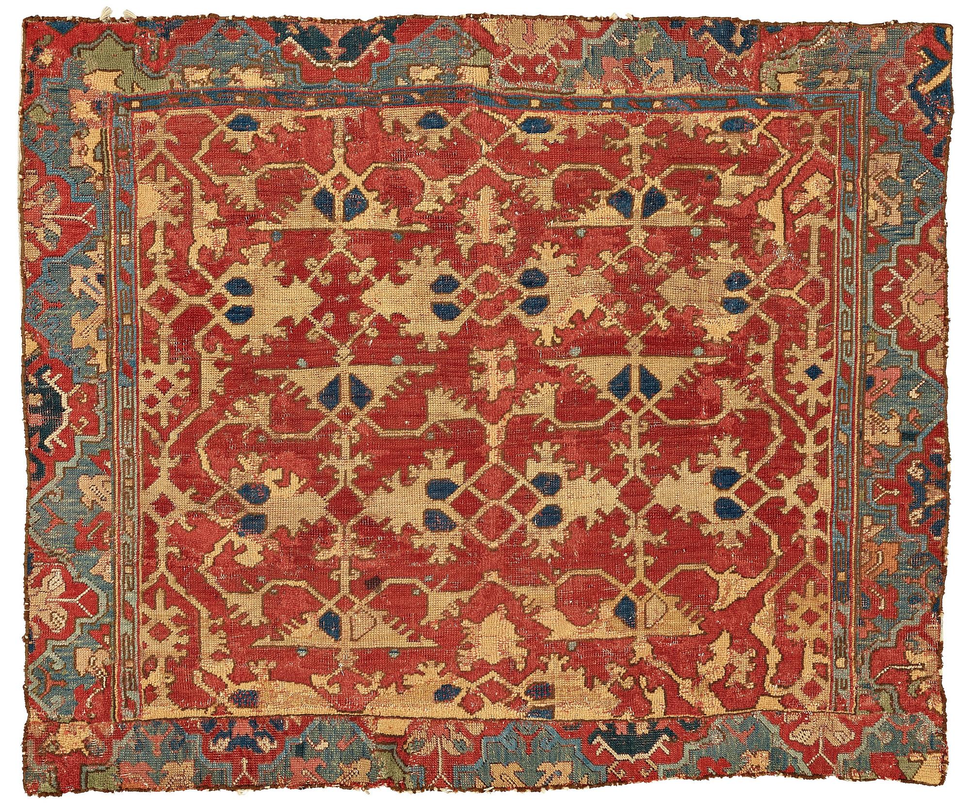 A CARPET FRAGMENT, an antique Western Anatolian "Lotto", 17th century, ca 105 x 125 cm.