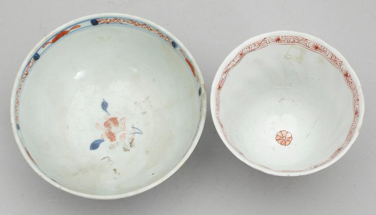 SKÅL samt KOPP, porslin, Kina, Qing dynastin, Kangxi (1662-1722),