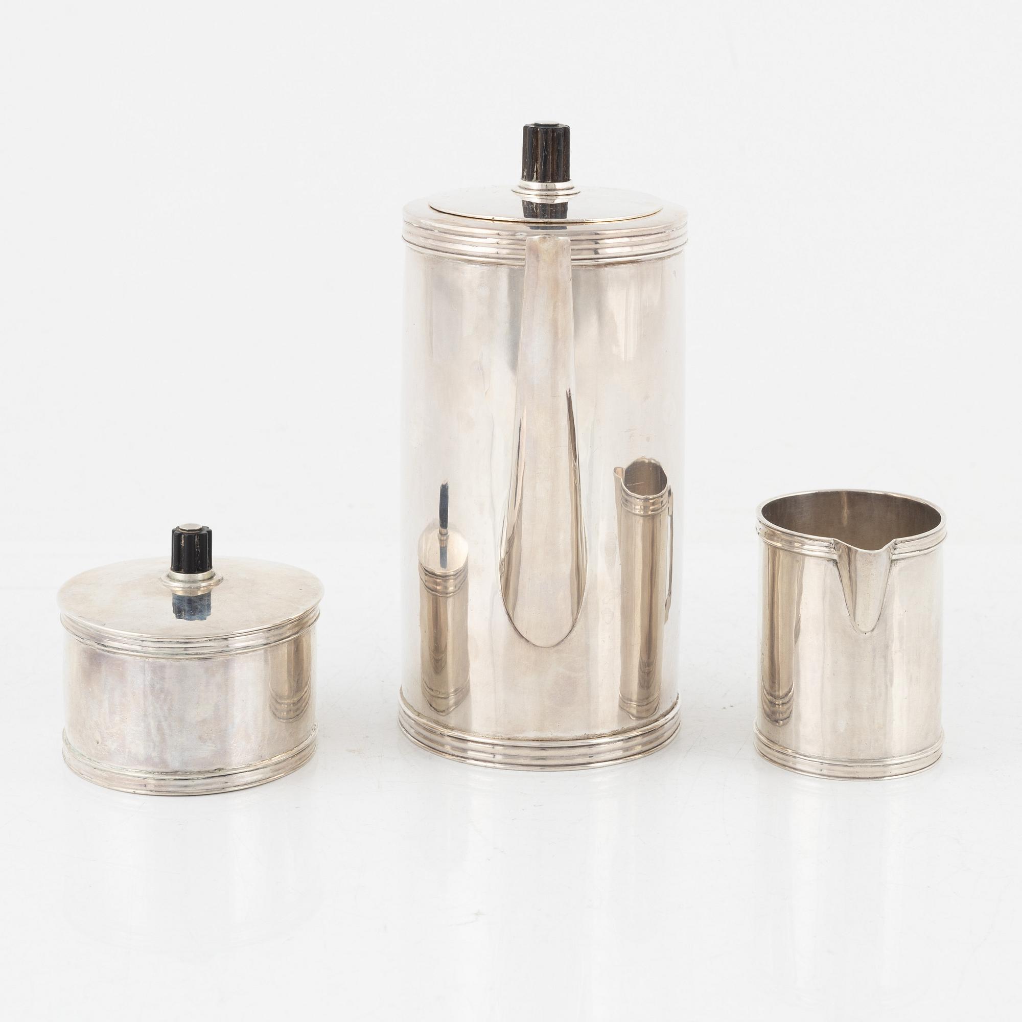 A three-piece silver coffee set, Karl Andersson, Stockholm, Sweden, 1930.