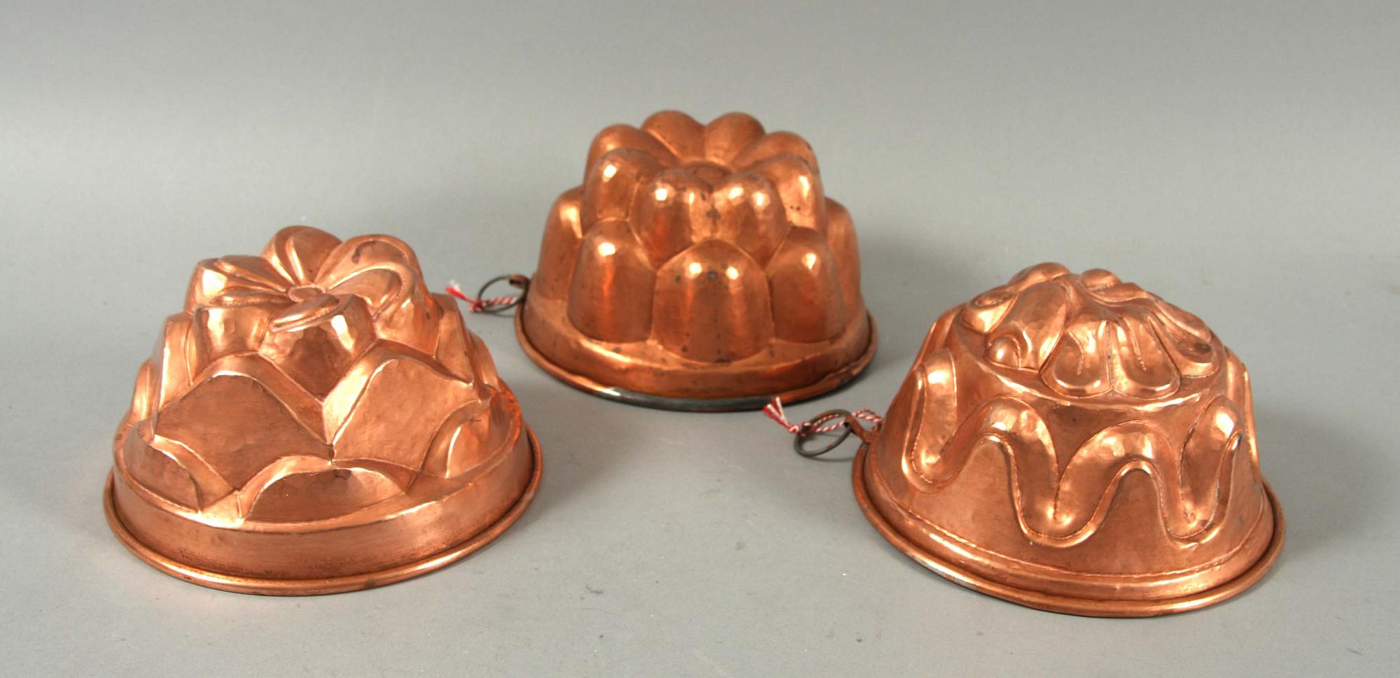 GLASSFORMAR, 3 st. Koppar, 1800-tal.