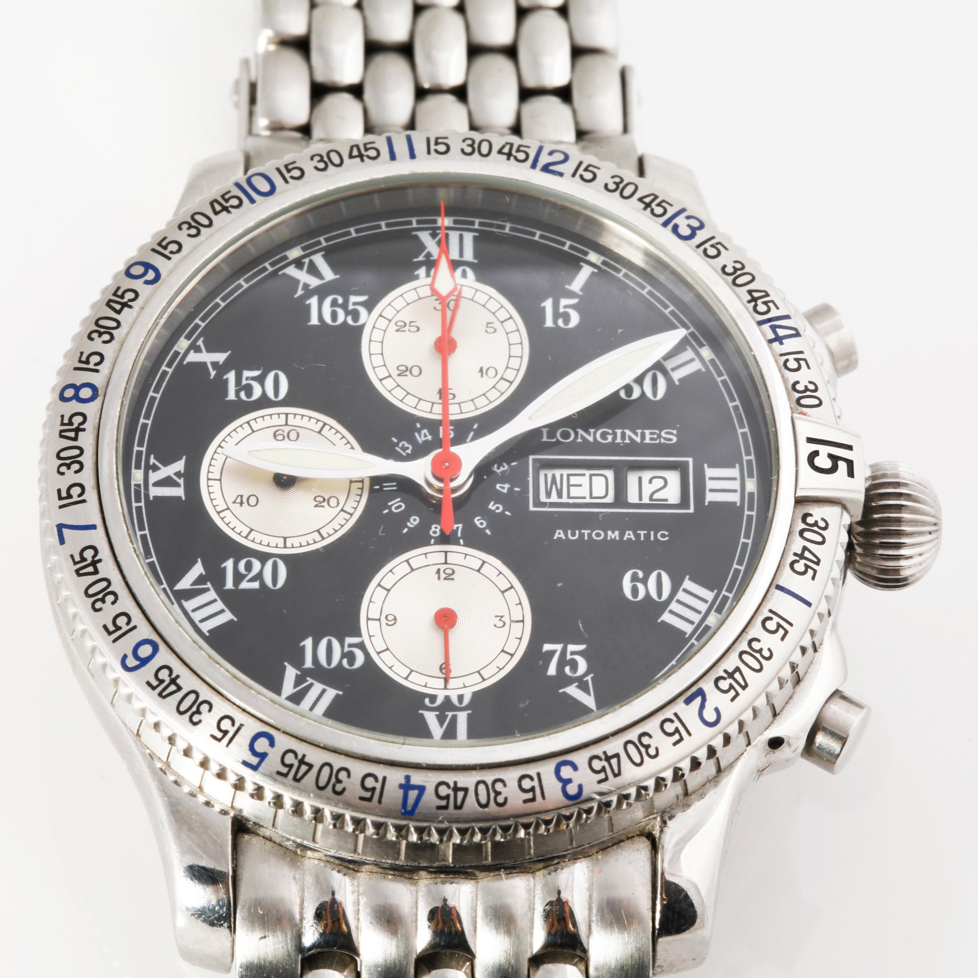 LONGINES wrist watch Charles Lindbergh Limited Edition chronograph 42mm. Bukowskis