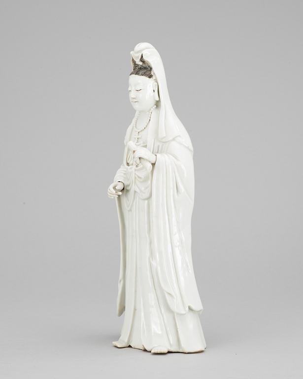 A blanc de chine figure of Guanyin, Qing dynasty.