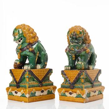 A pair of large figures of buddhist lions, China, second half of the 20th Century.