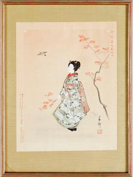 OKÄND KONSTNÄR, träsnitt, 7 st, Japan, 1900-talets första hälft.