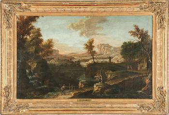 875. Bartolomeo Torrigiano His school, Landscape with river and figures.