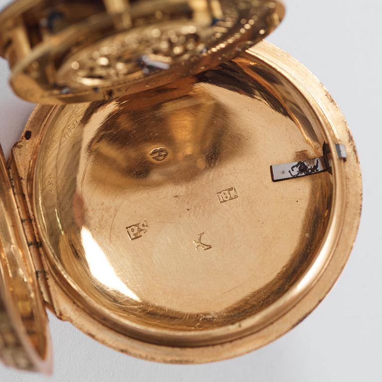 An 18k gold, enamel and jewelled pocket-watch by J. Kock (royal watchmaker, active in Stockholm 1772-1803), 1780.