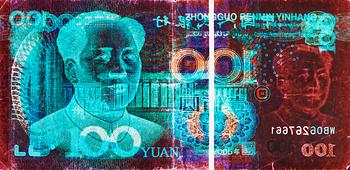 89. David LaChapelle, "Negative Currency: 100 Yuan used as Negative", 2010.